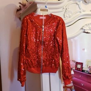 Girls red sequin jacket
